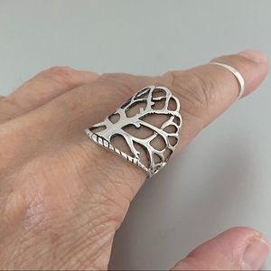 Sterling Silver Wrapped Tree Of Life Ring, Silver Rings, Leaf Ring, Luck Trees